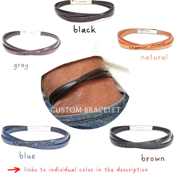 Custom Engraved Bracelet For Men Leather  Bracelet For Dad Gift For Men Personalized Gifts For Men