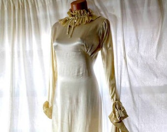 1935s Wedding dress with train in champagne silk NEW PRICE