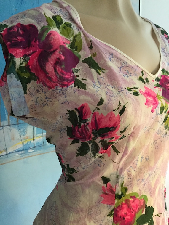 1950s nylon dress with flowerprint