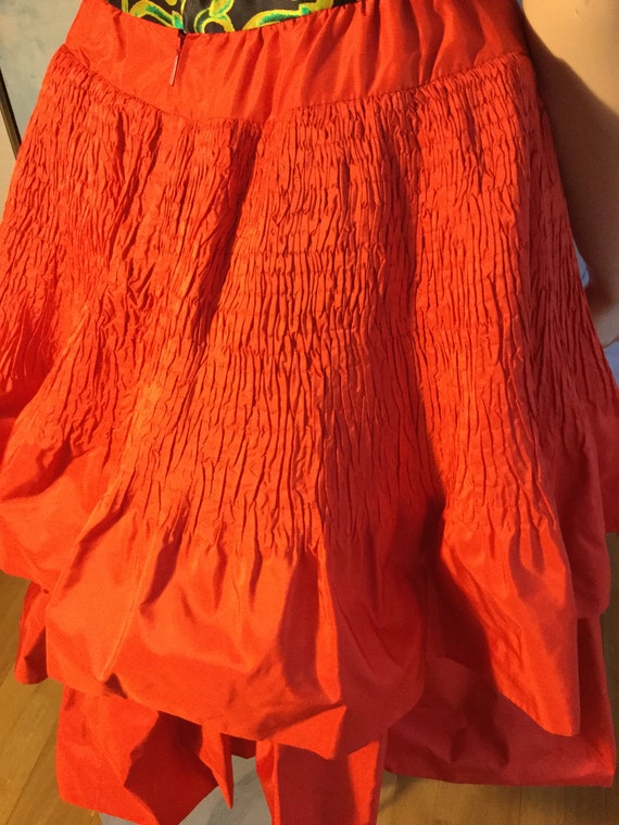 1990s red taffeta silk skirt - image 3