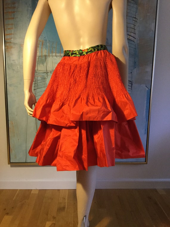 1990s red taffeta silk skirt - image 6