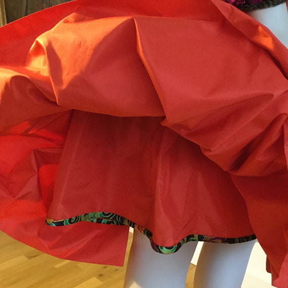 1990s red taffeta silk skirt - image 4