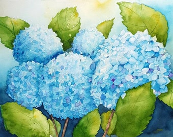 Blue Hydrangea 5x7 matted print