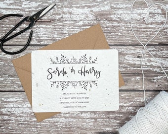Tarjeta ecológica Save the Date, Plantable Wedding Save the Date