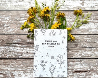 Thank you teacher card, teacher card, plantable thank you teacher card, plantable teacher card, wildflower seed cad
