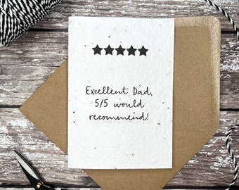 Plantable Father's Day card, 5 star Dad card