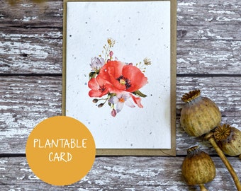 Floral birthday wildflower seed card, Plantable wildflower seed card