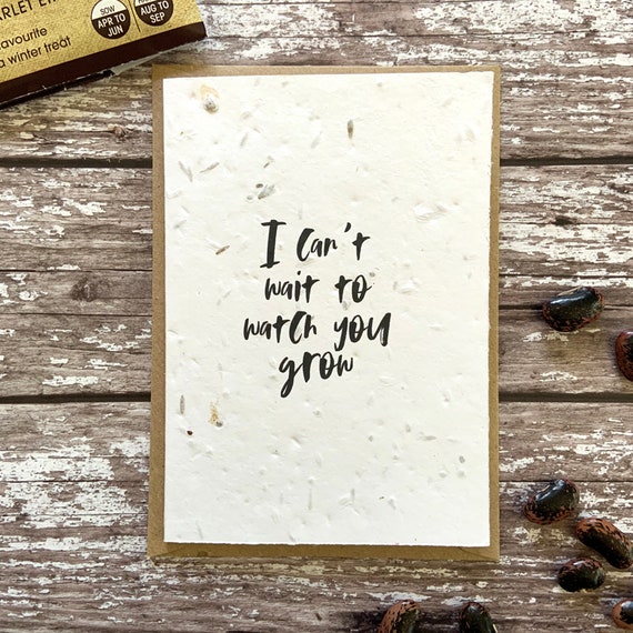 Plantable new baby card, new baby seed card, I can't wait to watch you grow card, new baby card, seeded card, eco friendly card, baby card