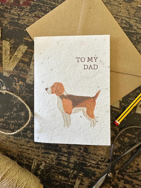 Plantable seed Father's Day card, Beagle dog Father's Day card