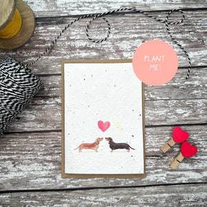 Dachshund Valentine's Day card, Plantable seed Valentine card, Sausage Dog plantable card, Dog Valentine card
