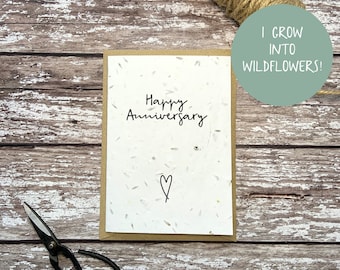 Tarjeta de aniversario de semillas, tarjeta de aniversario plantable
