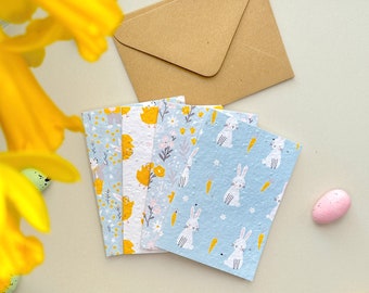 Plantable Mini Easter Card Pack, Pack of A7 Eco Easter Cards, Biodegradable Easter Cards, Wildflower Seed Easter Cards