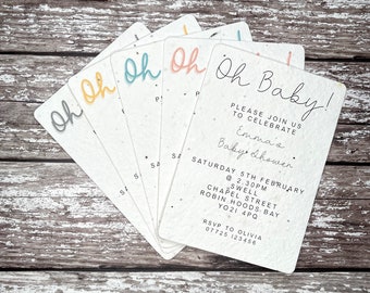 Eco-friendly Baby Shower invite, Plantable Baby Shower invitation