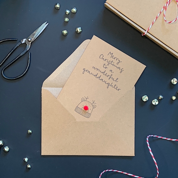 Granddaughter Christmas card, kraft Christmas card