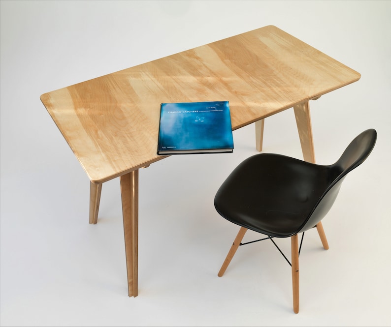 Handmade mid century modern office desk with clean lines, versatile for working from home
