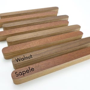 Kitchen & Wardrobe Replacement Handles – Walnut or Sapele Wood Cabinet Pulls, IKEA Pax Mid-Century Upgrade, Custom Lengths