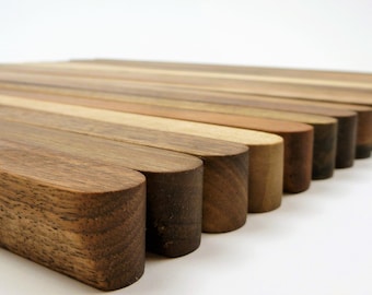 Solid Walnut Kitchen Cabinet Handles, Customizable Lengths, Wooden Drawer Pull for Kitchen, Wardrobes & Furniture, Rustic Solid Wood Handles