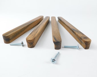 Walnut Mid Century Door Handles for Kitchen Cabinets And Wardrobes. Handmade wooden pulls and knobs - Ikea furniture upgrade
