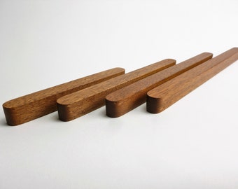 Sapele Wood Cabinet Handles – Mid-Century Modern Drawer Pulls for Wardrobe Doors & Kitchens – Custom length IKEA Pax Upgrade