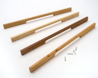 Long Wooden Pull Handles Mid Century Modern – Recessed Door Handles for Wardrobes, Kitchen Cabinets, Appliances and Front Doors