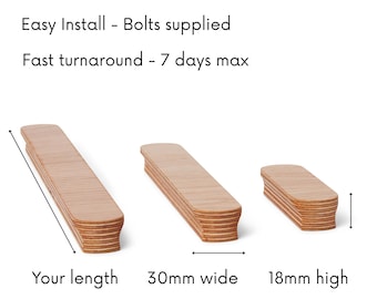 Custom Oak Veneer Cabinet Handle – Mid Century Modern Wood Pull – Minimalist Plywood Handle for Kitchen, Wardrobe, Camper, IKEA Upgrade