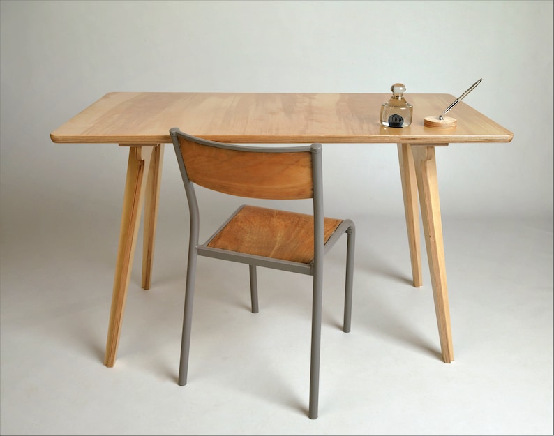 Mid century modern birch ply desk with minimalist design, ideal for home office or student workspace