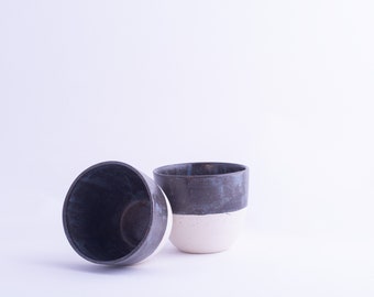 Handmade Stoneware Espresso Cup | Set of Two | Aesthetic Cup | Modern Tumbler | Housewarming Gift for Kitchen