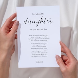 Personalisierte Hochzeitsgedicht für Tochter, Für meine / unsere Tochter bedeutungsvolle Hochzeitskarte, Braut Hochzeitsandenken von Mama / Papa / Eltern, A5