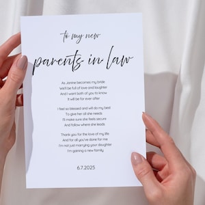 Carte personnalisée futurs beaux-parents, poème original pour maman/papa/parents de la mariée/du marié, carte à ma nouvelle belle-famille, souvenir de la nouvelle belle-famille