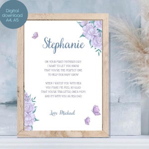 Primo regalo per la festa della mamma per moglie, fidanzata/partner 1° festa della mamma, poesia personalizzata per la prima festa della mamma, regalo stampabile dal papà del bambino