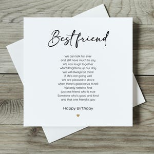 Tarjeta personalizada para mejor amiga, tarjeta de cumpleaños para una amiga especial, tarjeta de agradecimiento para una amiga verdadera, poema de boda para una mejor amiga, tarjeta de agradecimiento para una amiga.