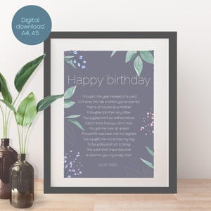 Stampa di ringraziamento per il compleanno della tua dolce mamma, regalo di compleanno personalizzato per i figli adulti, poesia di apprezzamento per la mamma stampabile, download digitale