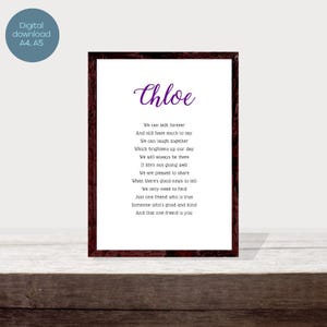 Impresión personalizada de poema especial para un amigo (A4, A5), regalo de cumpleaños para una mejor amiga, impresión para un amigo verdadero, regalo de boda para un amigo, descarga digital
