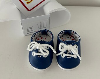 Navy with red white and blue stars tennis shoes made to fit 18 inch dolls such as American Girl