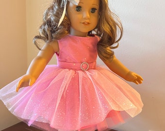 Reserved for Kayla-Marie —Pink rhinestone party dress made to fit 18 inch dolls such as American Girl