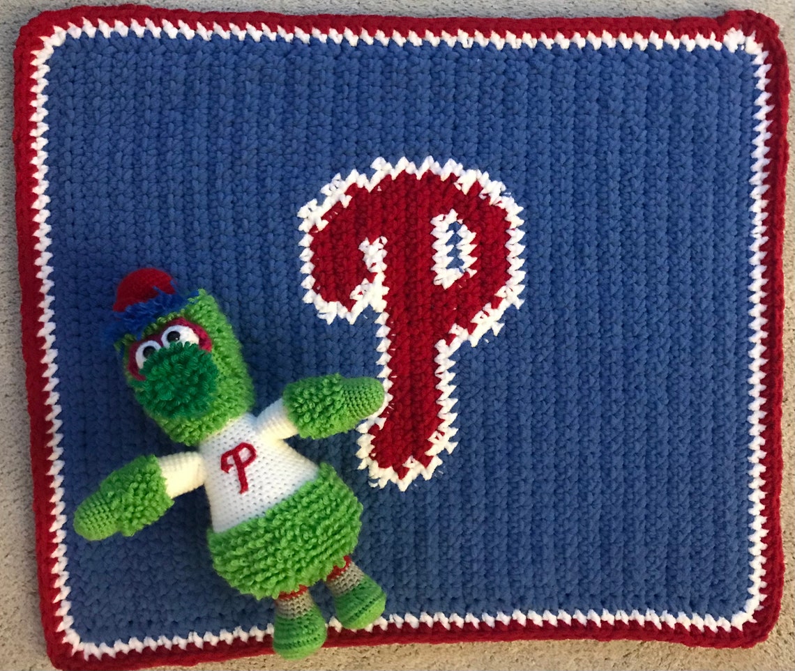 Philladelphia Phillies Blanket and Phillie Phanatic Toy Etsy