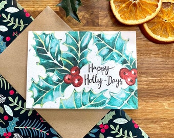 Happy Holly-Days : Tarjeta de Navidad Plantable