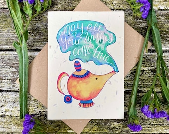 Tarjeta plantable: Que todos sus deseos se hagan realidad, cumpleaños, graduación