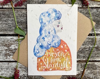 Tejido de polvo de estrellas: tarjeta plantable, cumpleaños, interior liso