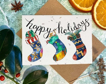 Felices fiestas: tarjeta navideña plantable