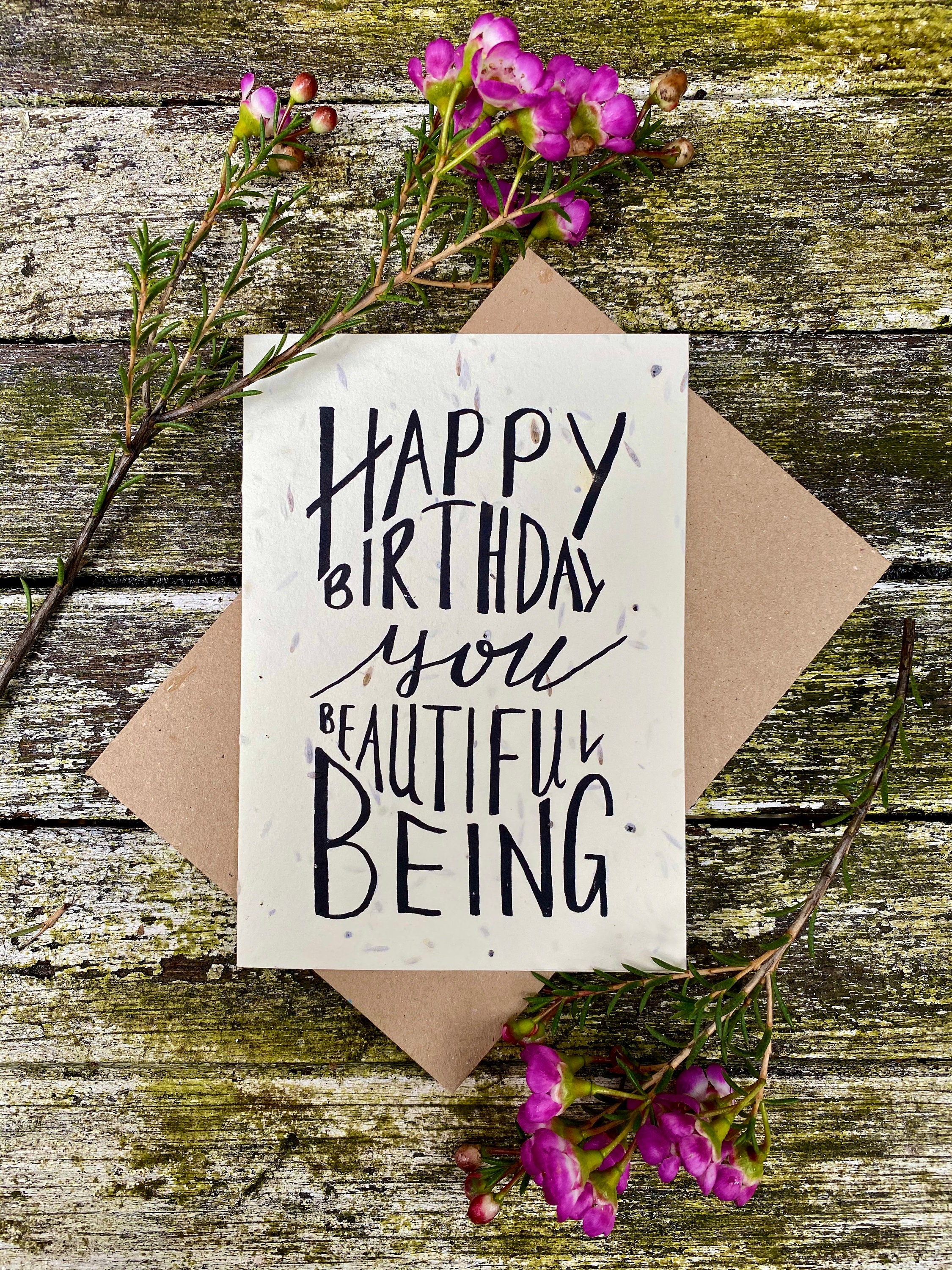 Plantable Card: Happy Birthday Beautiful Being Seed Paper - Etsy