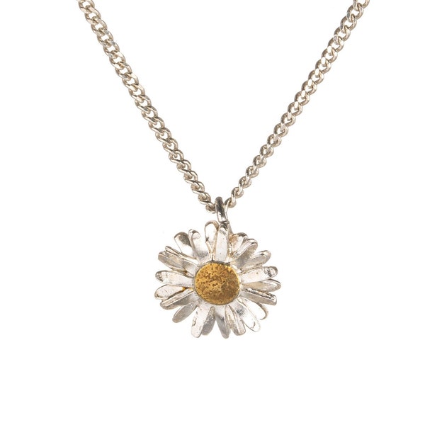 Daisy Necklace In Sterling Silver And Gold Plate