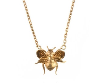 bee necklace in sterling silver and gold vermeil