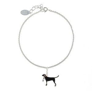 Bracciale Labrador On A Lead In Argento Sterling, Placcatura In Rutenio Nero E Placca In Oro