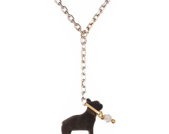 Bracciale Bulldog francese in argento sterling, rutenio nero e vermeil oro