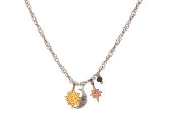 Sun Moon and Star Necklace - Celestial Jewelry