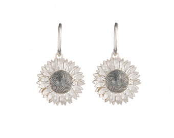 Sunflower Hoop Earrings - Handcrafted and Floral Design