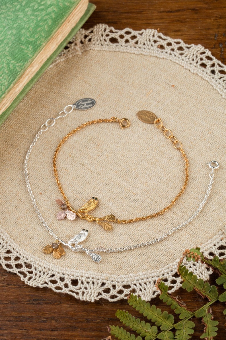 Harry Potter Bracelet |Hedwig Bracelet |Barn Owl bracelet Branch Bracelet Twig bracelet Oak Leaf Bracelet Owl bracelet