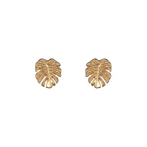 Monstera leaf stud earrings in sterling silver and gold plate image 6