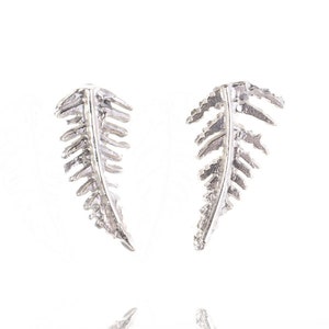 Fern Leaf Stud Earring In Sterling Silver And Gold Vermeil